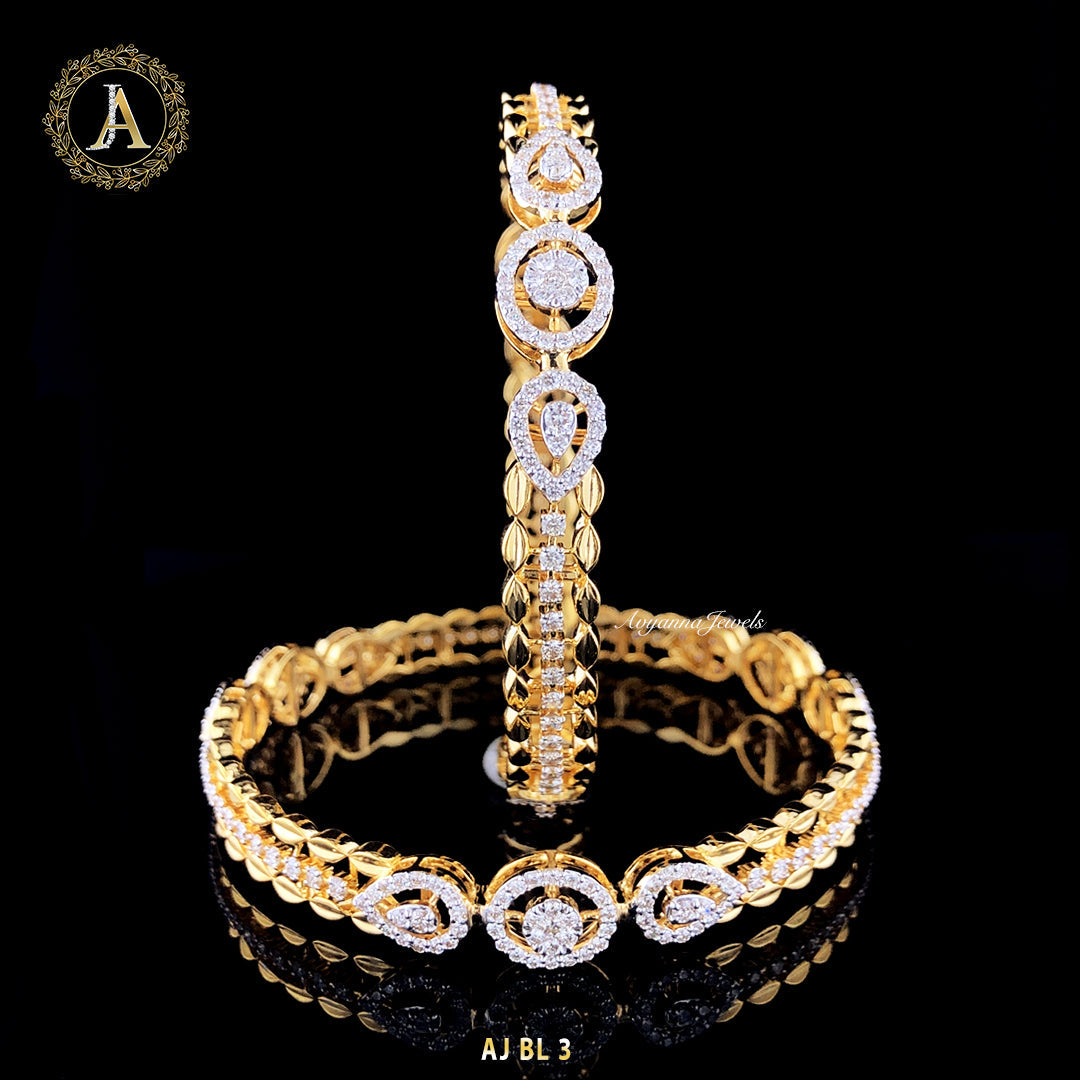 Gold Diamond Bangle in Yellow Gold