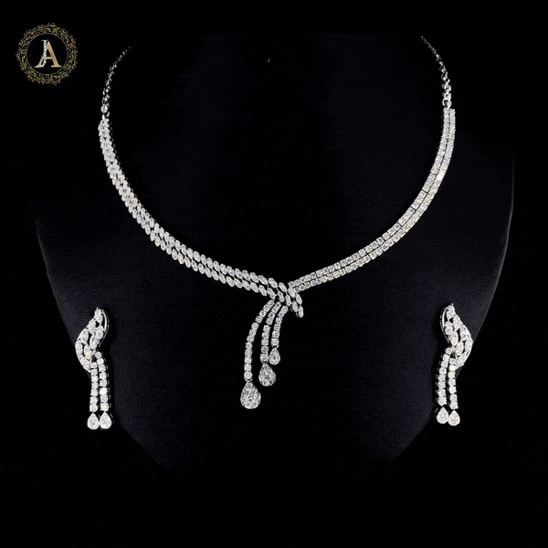 14KT white gold diamond necklace