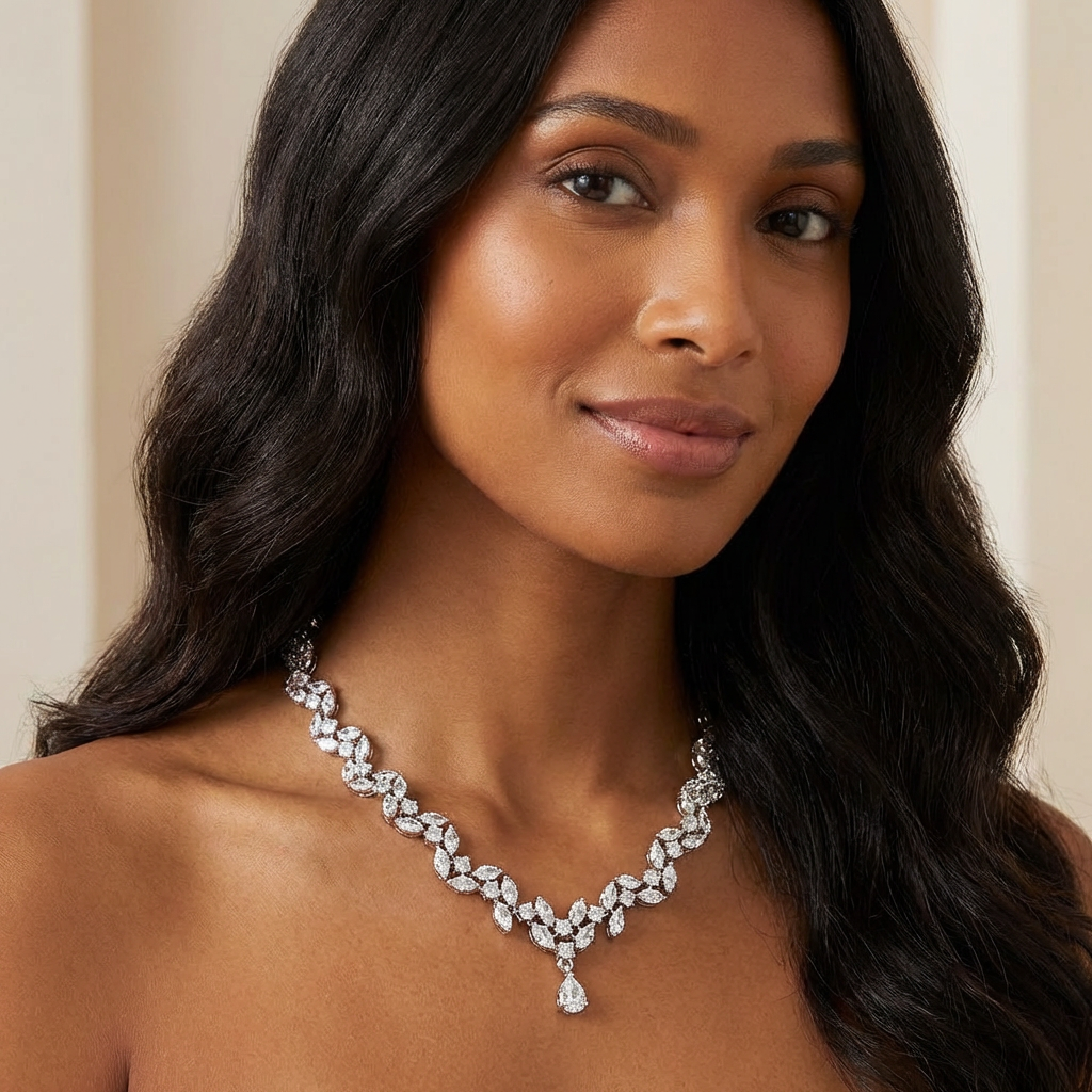 Diamond Jewellery Necklace in White Gold